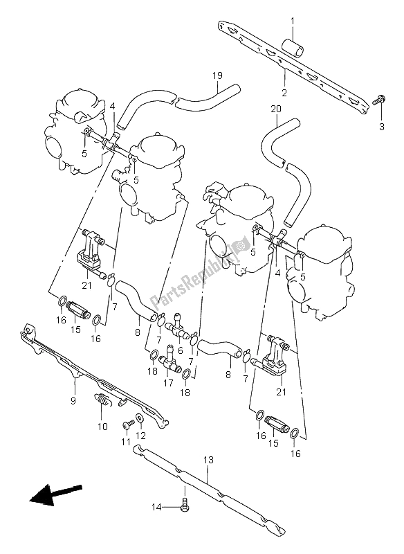 Tutte le parti per il Raccordi Carburatore del Suzuki GSF 600N Bandit 1997