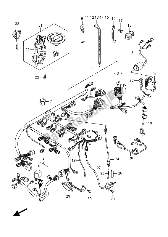 All parts for the Wiring Harness (gsx-r1000auf) of the Suzuki GSX R 1000A 2015