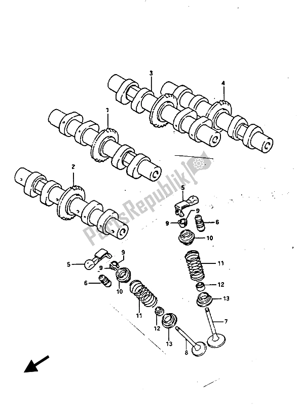 All parts for the Camshaft & Valve of the Suzuki GV 1400 Gdgcgt 1986