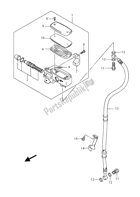 All parts for the Front Master Cylinder of the Suzuki VL 800B Intruder 2014