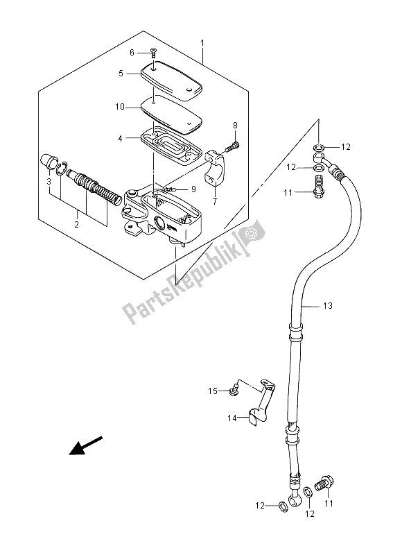 Alle onderdelen voor de Voorste Hoofdcilinder van de Suzuki VL 800B Intruder 2014
