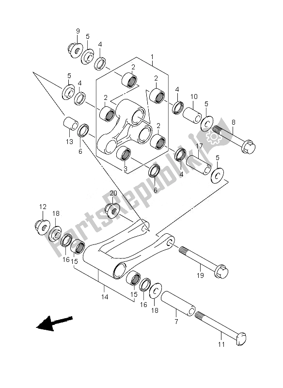 Tutte le parti per il Leva Del Cuscino Posteriore del Suzuki RM 250 2007