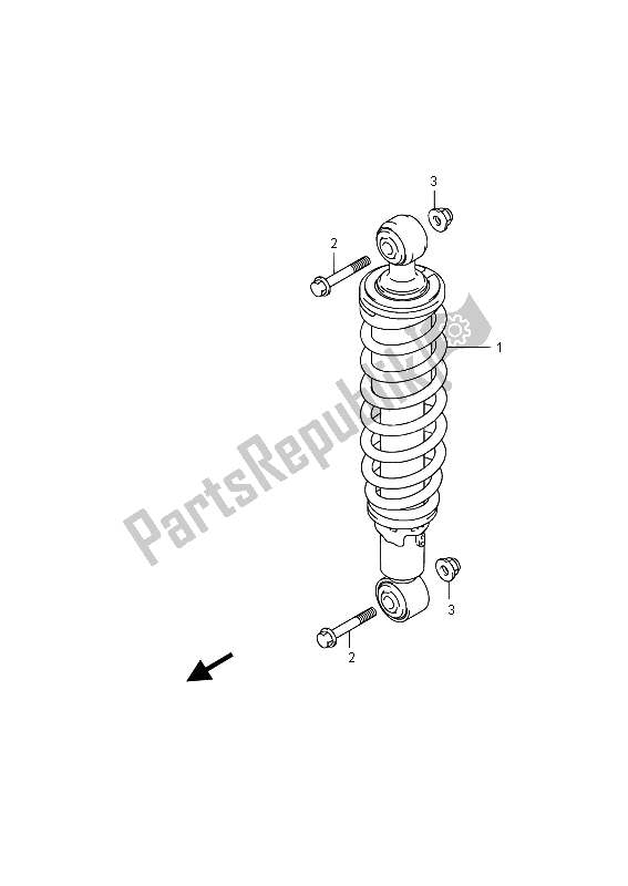 All parts for the Rear Shock Absorber of the Suzuki LT A 500 XPZ Kingquad AXI 4X4 2015