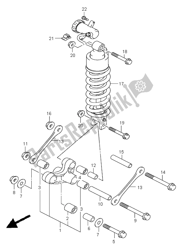 Alle onderdelen voor de Hendel Achterkussen van de Suzuki DL 1000 V Strom 2006