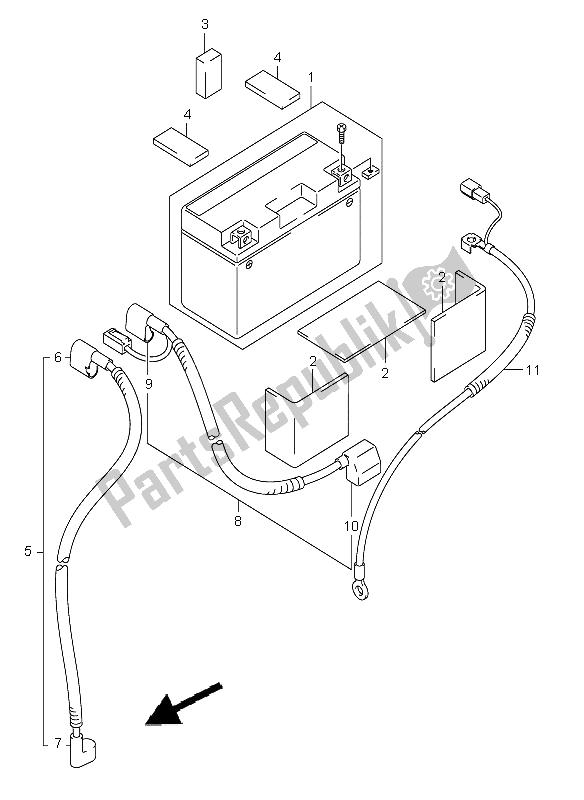 All parts for the Battery of the Suzuki DR Z 400S 2009