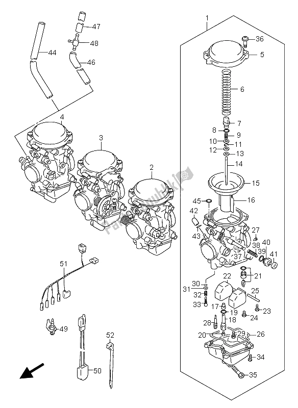 Alle onderdelen voor de Carburator van de Suzuki GSX 750F 2006