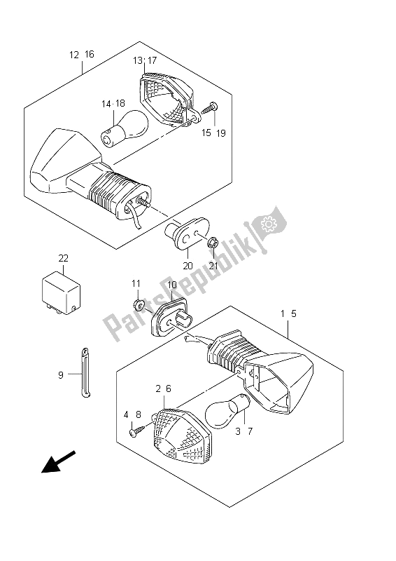 All parts for the Turnsignal Lamp of the Suzuki GSX 1250 FA 2012