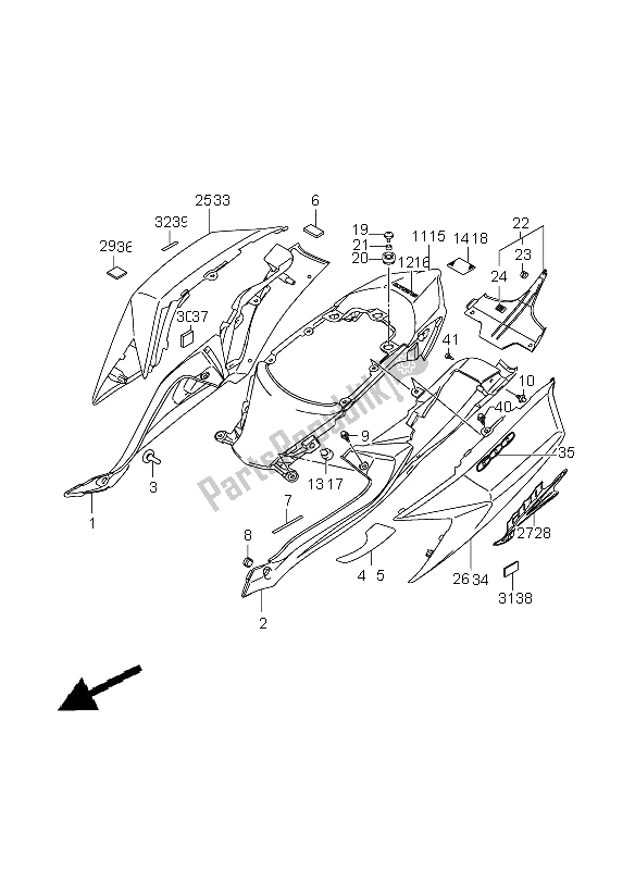 Tutte le parti per il Copertura Del Telaio del Suzuki GSX R 600 2009