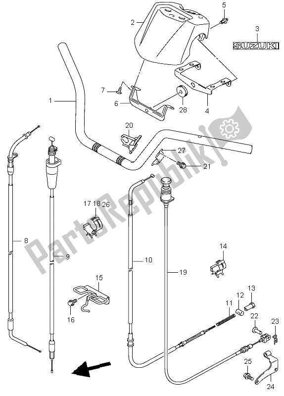 All parts for the Handle Bar of the Suzuki LT F 250 Ozark 2002