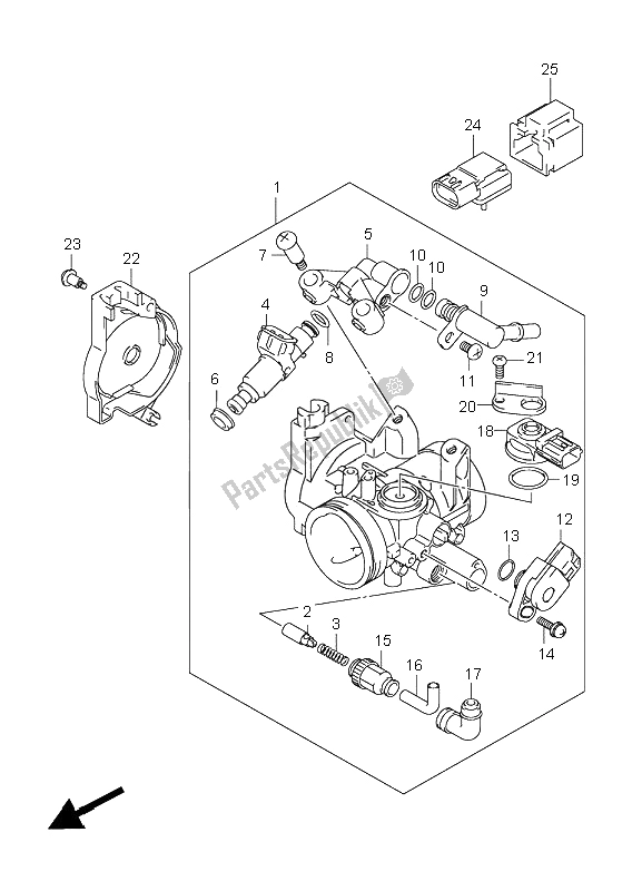 All parts for the Throttle Body of the Suzuki LT R 450Z Quadracer 2009