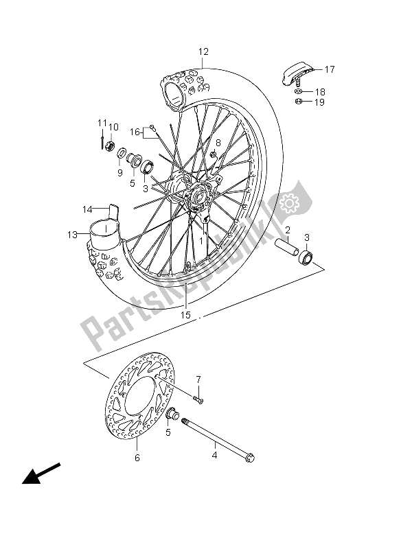 All parts for the Front Wheel (sw) of the Suzuki RM 85 SW LW 2012