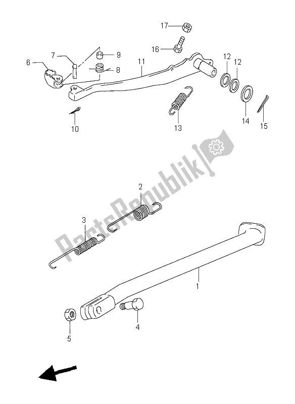 Tutte le parti per il Cavalletto E Freno Posteriore del Suzuki DR 350 SE 1998