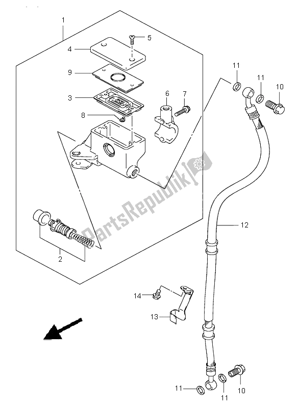 All parts for the Front Master Cylinder of the Suzuki VL 800 Volusia 2002