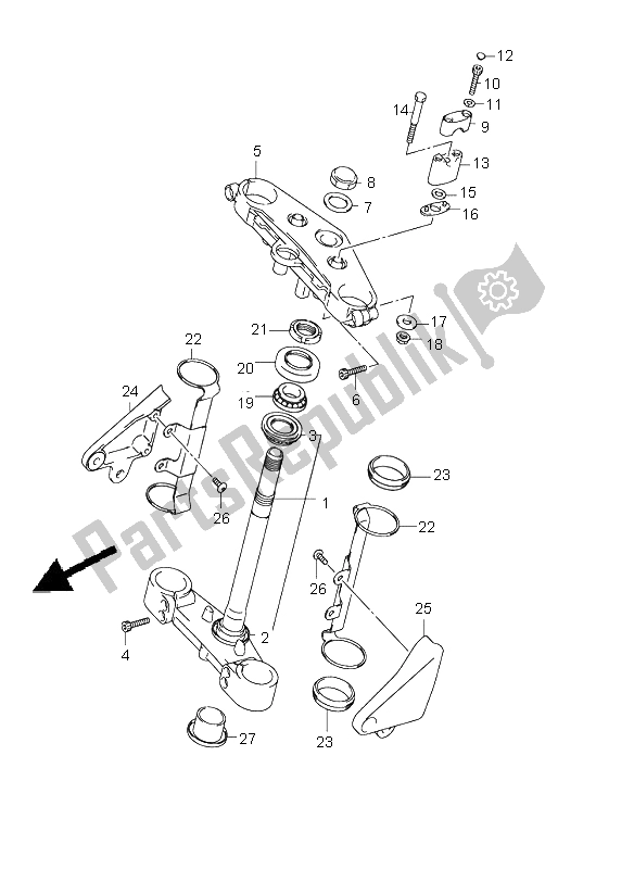 All parts for the Steering Stem of the Suzuki GSX 1400 2003