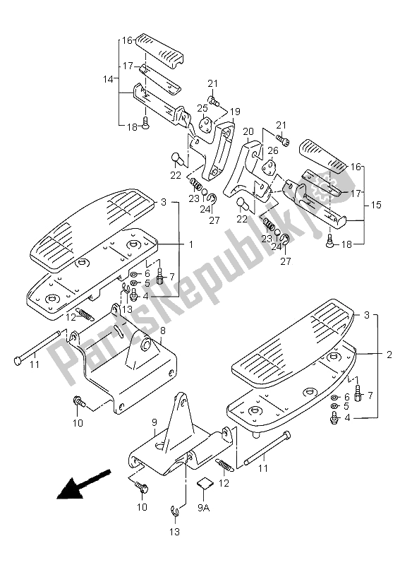 Toutes les pièces pour le Repose Pieds du Suzuki C 1500 VL 2009