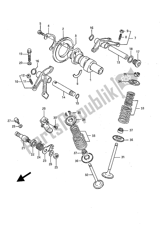 All parts for the Camshaft & Valve of the Suzuki LS 650 FP Savage 1989