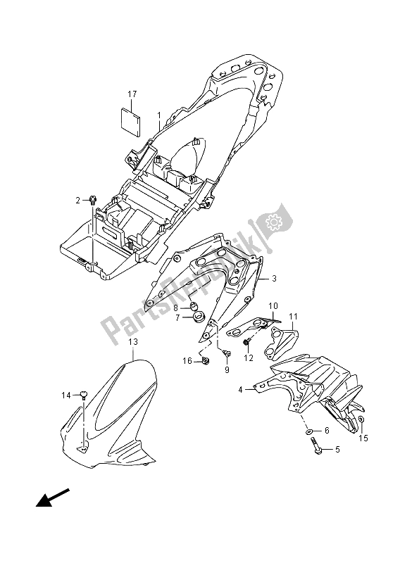 All parts for the Rear Fender of the Suzuki GSX R 1000A 2015