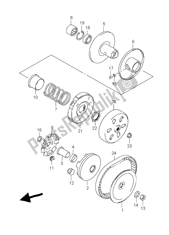 All parts for the Transmission (1) of the Suzuki LT Z 50 4T Quadsport 2009