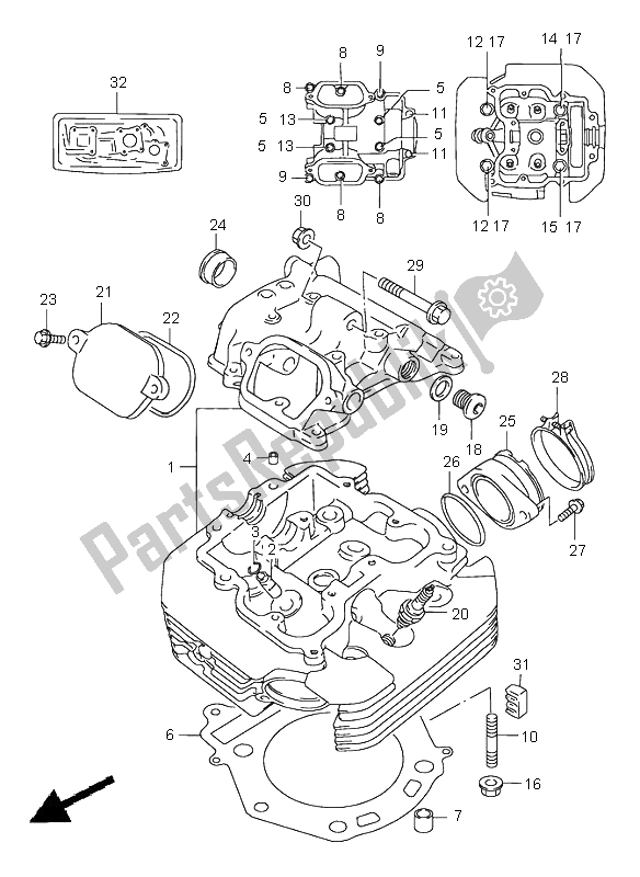 Alle onderdelen voor de Cilinderkop van de Suzuki DR 650 SE 2000
