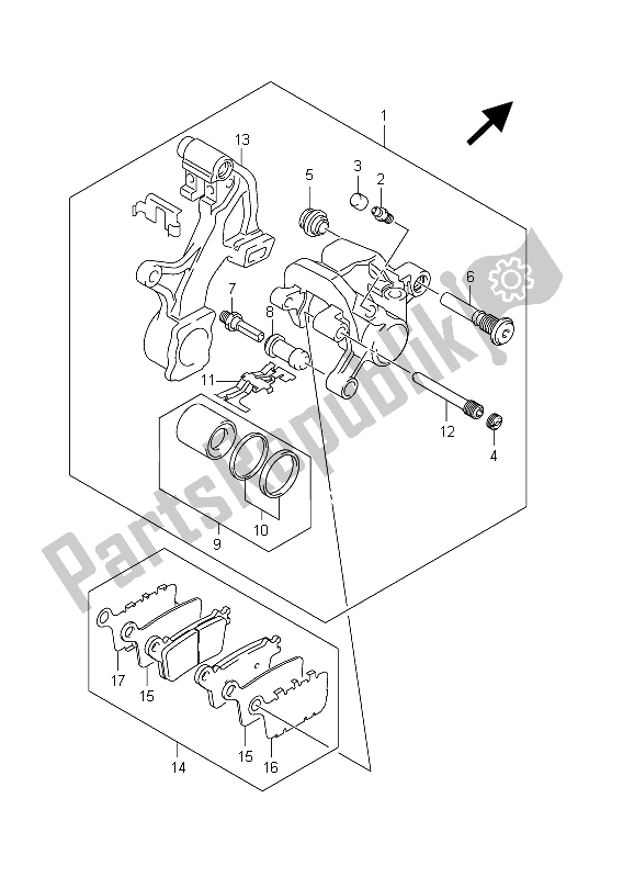 Toutes les pièces pour le étrier Arrière du Suzuki GSX R 1000 2011