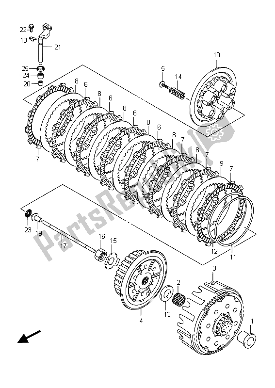 All parts for the Clutch of the Suzuki RMX 450Z 2015