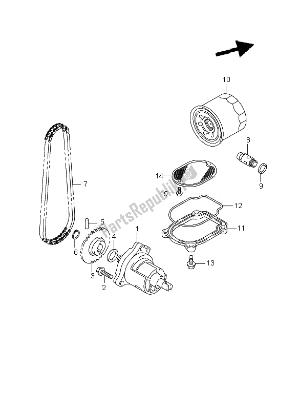 All parts for the Oil Pump of the Suzuki VL 800C Volusia 2007