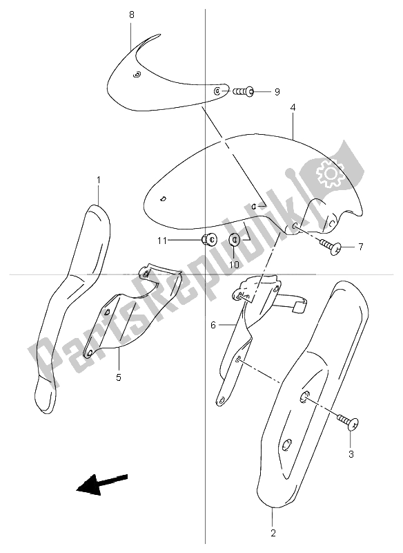 Tutte le parti per il Parafango Anteriore del Suzuki TR 50S Street Magic 1999