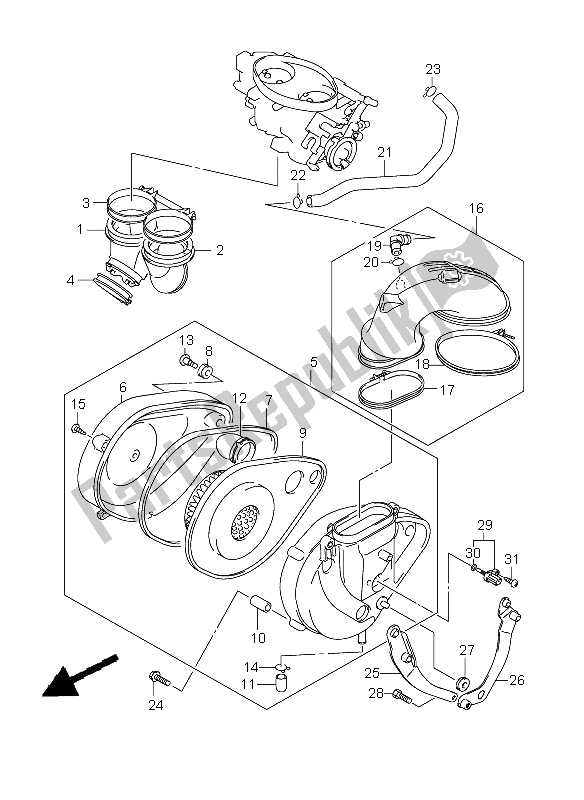 All parts for the Air Cleaner of the Suzuki VZ 800Z Intruder 2008