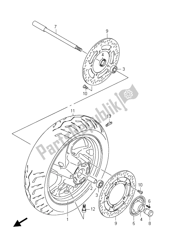 Todas las partes para Rueda Delantera (an400a E19) de Suzuki Burgman AN 400 AZA 2011