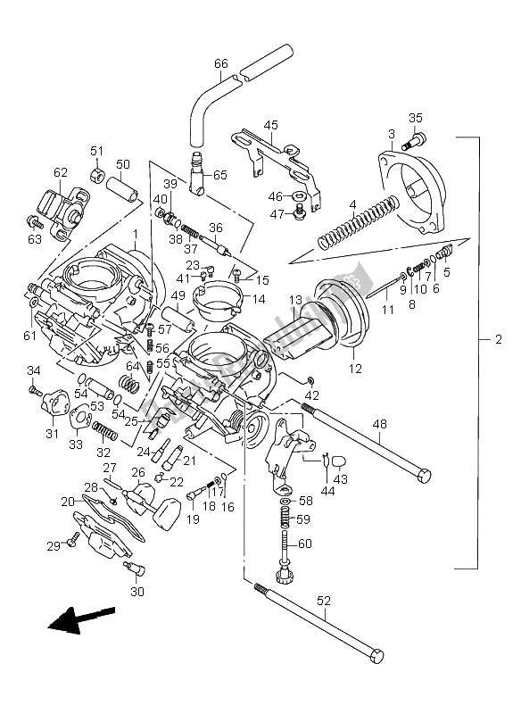 All parts for the Carburetor of the Suzuki VL 1500 Intruder LC 2003