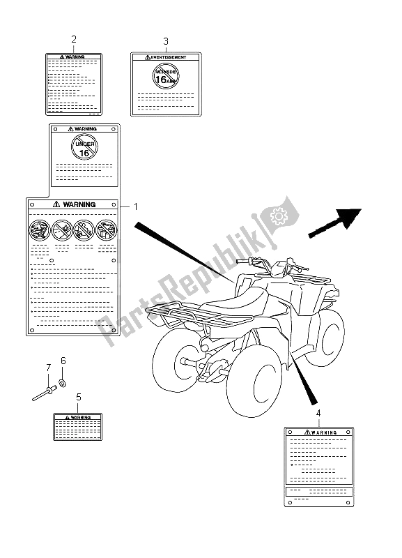 All parts for the Label (lt-a400f P17) of the Suzuki LT A 400Z Kingquad ASI 4X4 2012