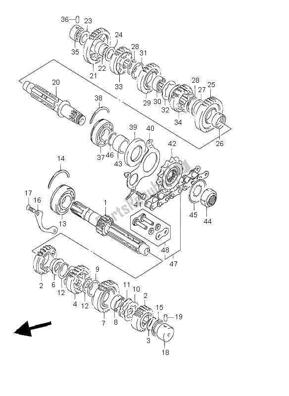 All parts for the Transmission of the Suzuki GSF 1200 NS Bandit 2003