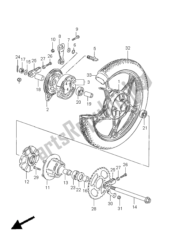 Tutte le parti per il Ruota Posteriore (gn125e) del Suzuki GN 125E 1998