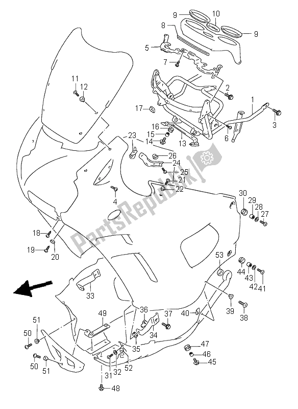 Todas las partes para Partes De Instalación Del Cuerpo De Capota de Suzuki GSX 750F 1996