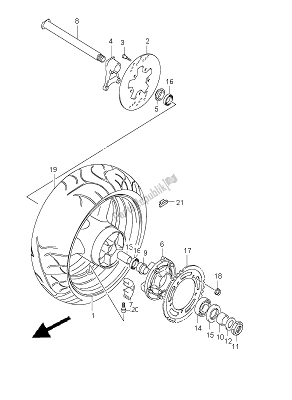 Tutte le parti per il Ruota Posteriore del Suzuki GSX 1400 2002