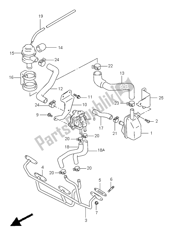 All parts for the Second Air (gsf1200 E18) of the Suzuki GSF 1200 Nssa Bandit 1998