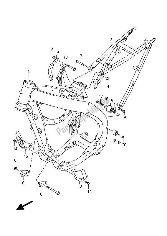 All parts for the Frame of the Suzuki RM Z 250 2015