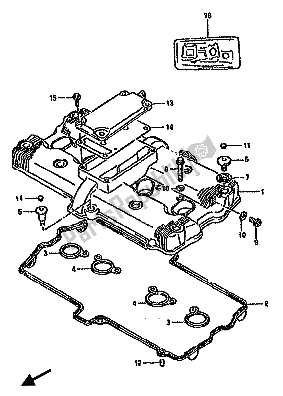 Todas las partes para Cubierta De Tapa De Cilindro de Suzuki GSX 750F 1991