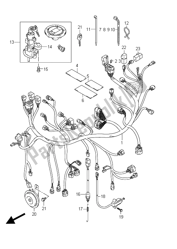 All parts for the Wiring Harness (sfv650u E24) of the Suzuki SFV 650A Gladius 2011