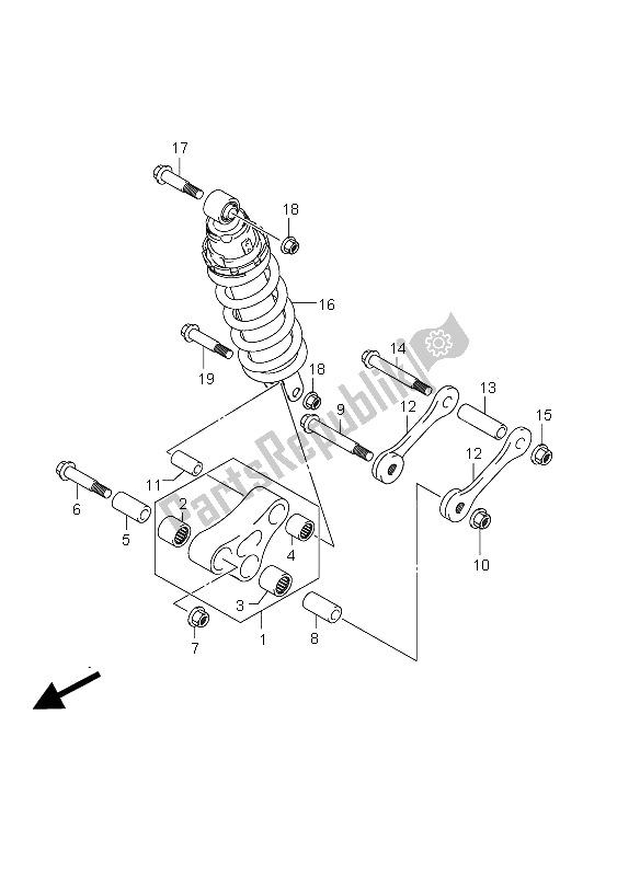 Tutte le parti per il Leva Del Cuscino Posteriore (gsr750a E24) del Suzuki GSR 750A 2012