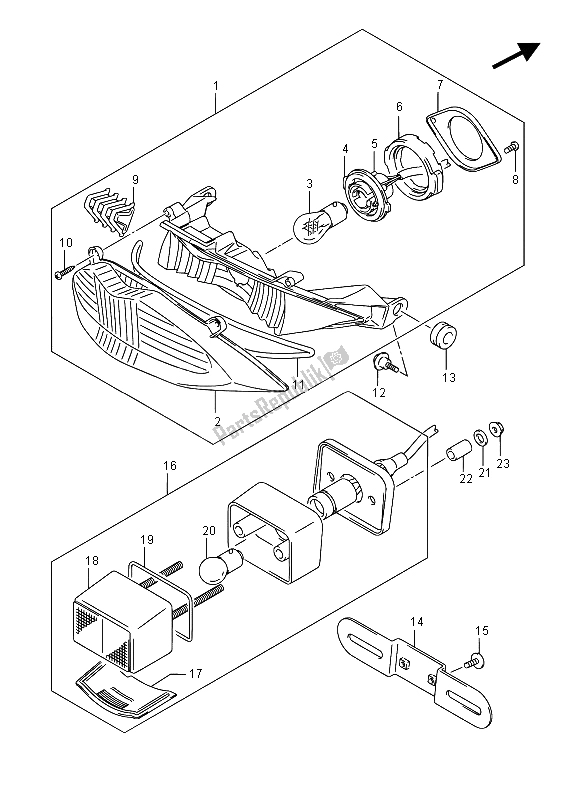 Tutte le parti per il Luce Di Combinazione Posteriore del Suzuki GSX 1250 FA 2015
