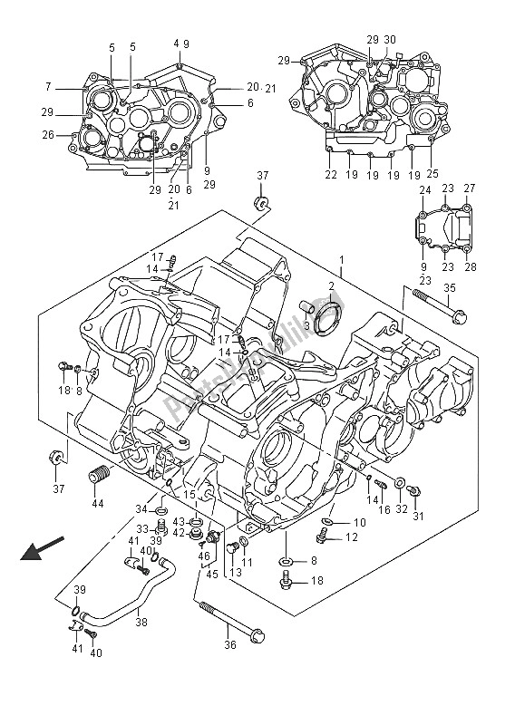 All parts for the Crankcase of the Suzuki VZ 800 Intruder 2016