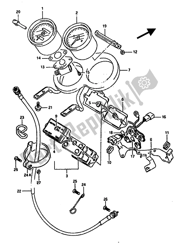 All parts for the Speedometer of the Suzuki GSX R 1100 1990