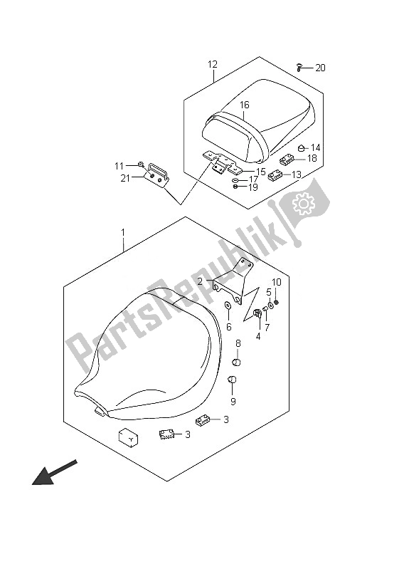 Tutte le parti per il Sedile (vl800c E2) del Suzuki C 800 VL Intruder 2011