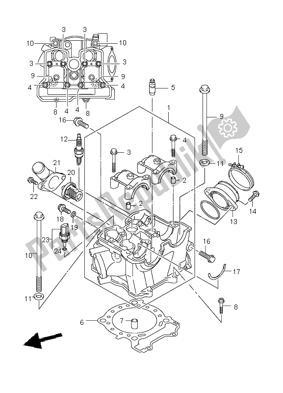 All parts for the Cylinder Head of the Suzuki LT R 450 Quadracer 2007