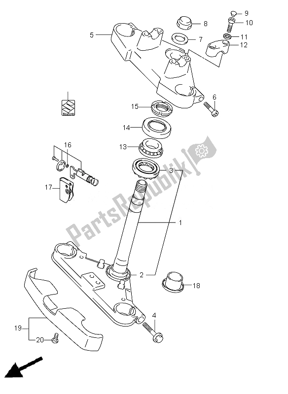 Tutte le parti per il Staffa Forcella Anteriore del Suzuki VL 250 Intruder 2007