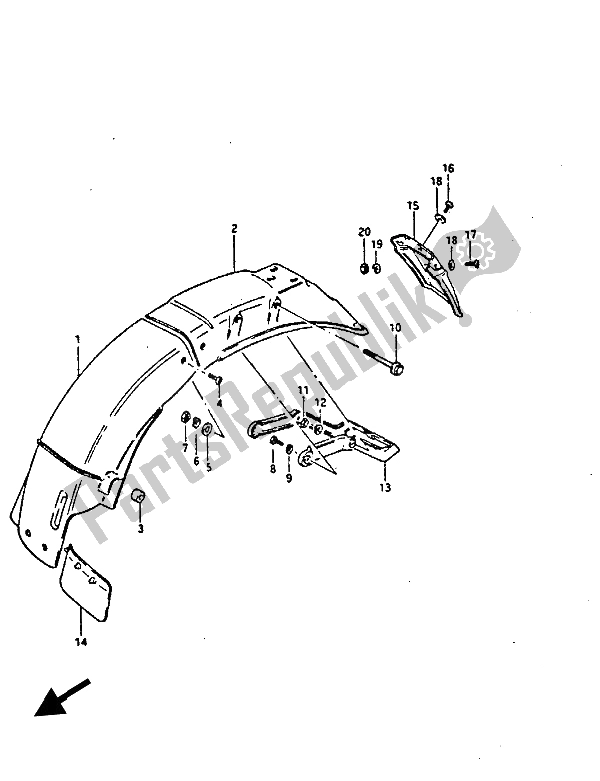 Tutte le parti per il Parafango Posteriore del Suzuki GS 450 ES 1987