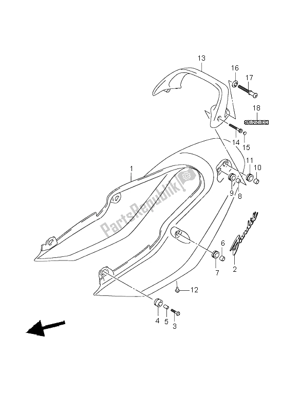 Toutes les pièces pour le Couverture De Queue De Siège (gsf600-u) du Suzuki GSF 600 NS Bandit 2001