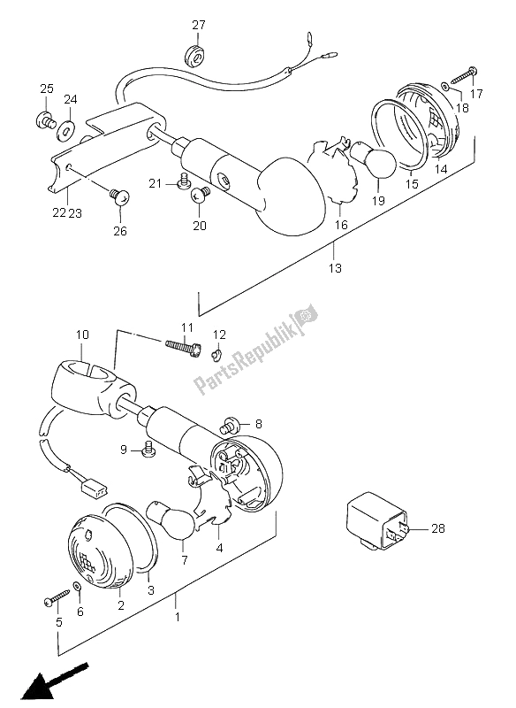 All parts for the Turn Signal Lamp of the Suzuki VS 1400 Intruder 2002