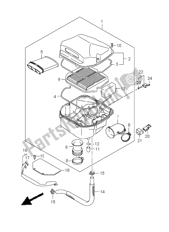 All parts for the Air Cleaner of the Suzuki SFV 650A Gladius 2010